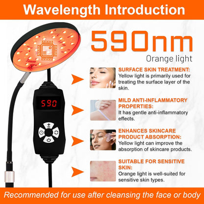 Red Light Therapy Lamp for Face- Facial and Body Treatment with Adjustable Height Stand, 120 Leds, 660Nm, 850Nm, 940Nm - Alleviate Muscle Soreness, Skin Vitalit