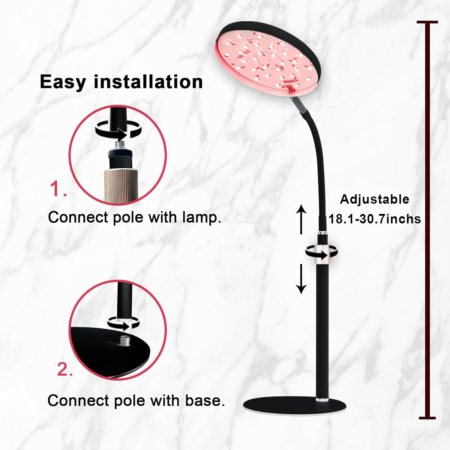 Red Light Therapy Lamp for Face- Facial and Body Treatment with Adjustable Height Stand, 120 Leds, 660Nm, 850Nm, 940Nm - Alleviate Muscle Soreness, Skin Vitalit